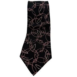 Enrico Guccini Silk Tie Black Pink Geometric Circles Italy Hand Fashioned (TF22)